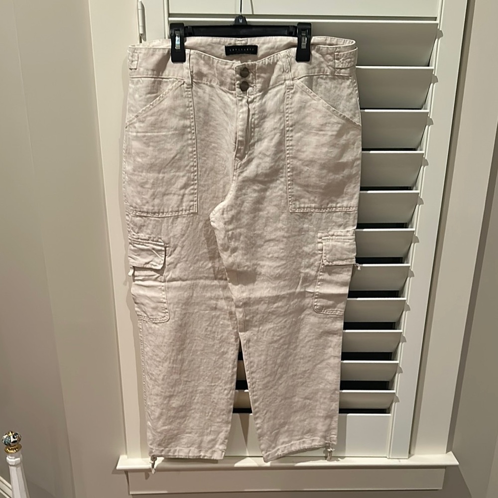 Sanctuary Women’s Linen Off White Cargo Pants, sz30.  Like New Condition